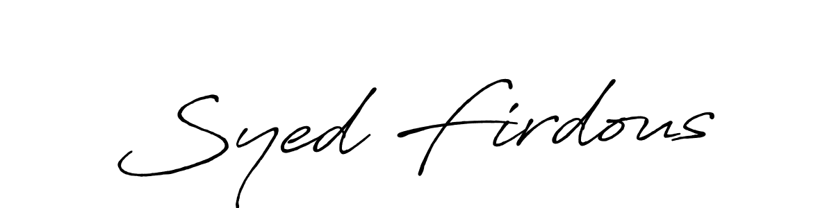 Make a beautiful signature design for name Syed Firdous. With this signature (Antro_Vectra_Bolder) style, you can create a handwritten signature for free. Syed Firdous signature style 7 images and pictures png