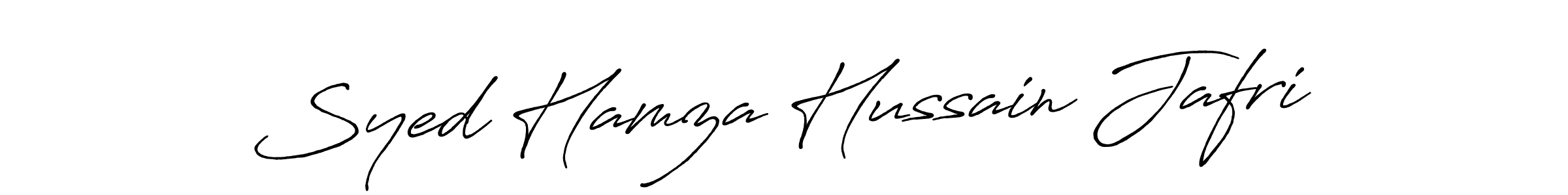 The best way (Antro_Vectra_Bolder) to make a short signature is to pick only two or three words in your name. The name Syed Hamza Hussain Jafri include a total of six letters. For converting this name. Syed Hamza Hussain Jafri signature style 7 images and pictures png