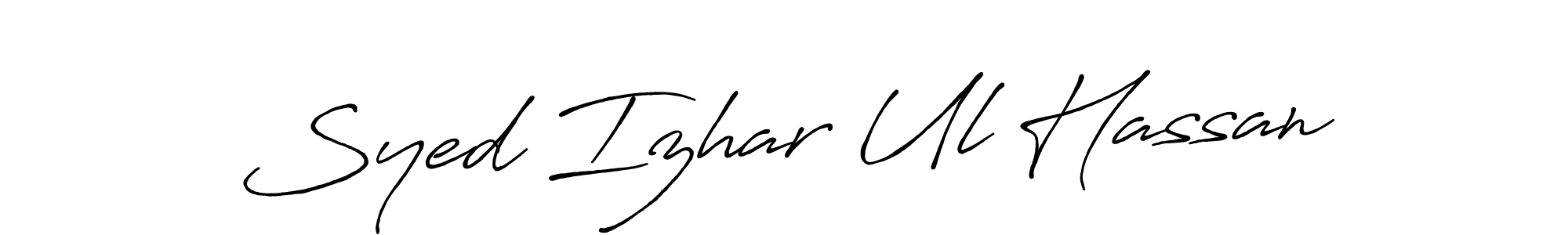 How to make Syed Izhar Ul Hassan name signature. Use Antro_Vectra_Bolder style for creating short signs online. This is the latest handwritten sign. Syed Izhar Ul Hassan signature style 7 images and pictures png