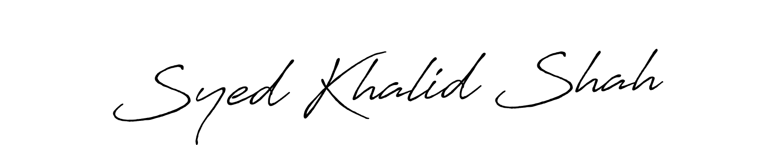 How to make Syed Khalid Shah name signature. Use Antro_Vectra_Bolder style for creating short signs online. This is the latest handwritten sign. Syed Khalid Shah signature style 7 images and pictures png