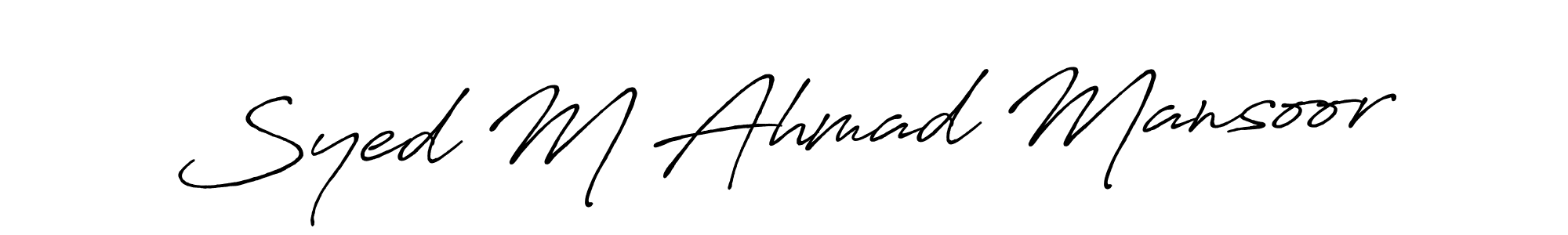 if you are searching for the best signature style for your name Syed M Ahmad Mansoor. so please give up your signature search. here we have designed multiple signature styles  using Antro_Vectra_Bolder. Syed M Ahmad Mansoor signature style 7 images and pictures png