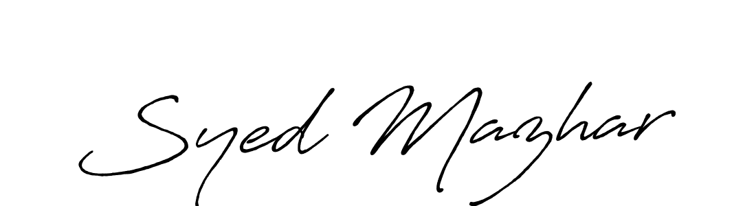 Create a beautiful signature design for name Syed Mazhar. With this signature (Antro_Vectra_Bolder) fonts, you can make a handwritten signature for free. Syed Mazhar signature style 7 images and pictures png