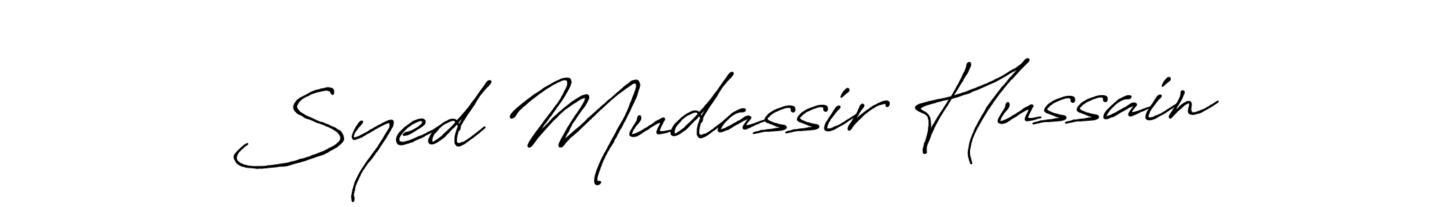 Make a beautiful signature design for name Syed Mudassir Hussain. With this signature (Antro_Vectra_Bolder) style, you can create a handwritten signature for free. Syed Mudassir Hussain signature style 7 images and pictures png