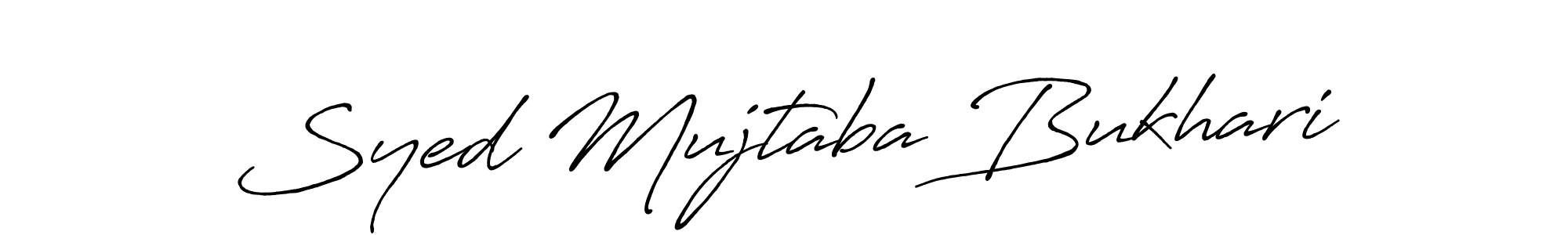 Make a beautiful signature design for name Syed Mujtaba Bukhari. With this signature (Antro_Vectra_Bolder) style, you can create a handwritten signature for free. Syed Mujtaba Bukhari signature style 7 images and pictures png