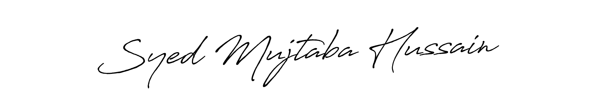 The best way (Antro_Vectra_Bolder) to make a short signature is to pick only two or three words in your name. The name Syed Mujtaba Hussain include a total of six letters. For converting this name. Syed Mujtaba Hussain signature style 7 images and pictures png
