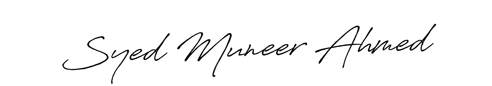 How to make Syed Muneer Ahmed name signature. Use Antro_Vectra_Bolder style for creating short signs online. This is the latest handwritten sign. Syed Muneer Ahmed signature style 7 images and pictures png