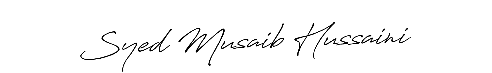 Create a beautiful signature design for name Syed Musaib Hussaini. With this signature (Antro_Vectra_Bolder) fonts, you can make a handwritten signature for free. Syed Musaib Hussaini signature style 7 images and pictures png