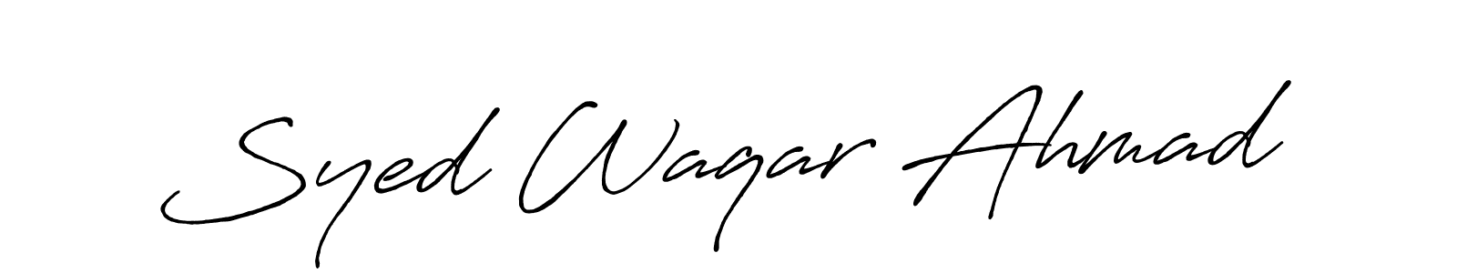 How to make Syed Waqar Ahmad name signature. Use Antro_Vectra_Bolder style for creating short signs online. This is the latest handwritten sign. Syed Waqar Ahmad signature style 7 images and pictures png