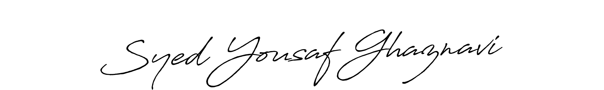 Create a beautiful signature design for name Syed Yousaf Ghaznavi. With this signature (Antro_Vectra_Bolder) fonts, you can make a handwritten signature for free. Syed Yousaf Ghaznavi signature style 7 images and pictures png