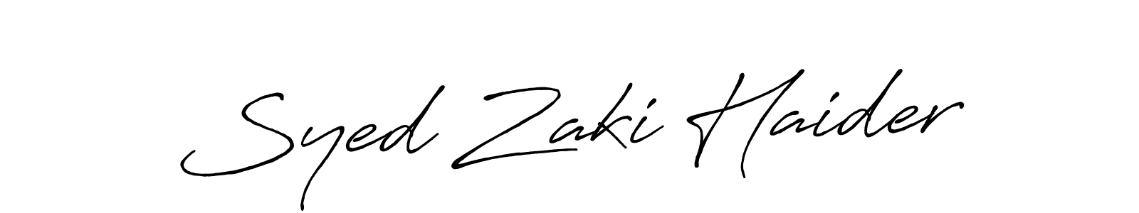 Create a beautiful signature design for name Syed Zaki Haider. With this signature (Antro_Vectra_Bolder) fonts, you can make a handwritten signature for free. Syed Zaki Haider signature style 7 images and pictures png