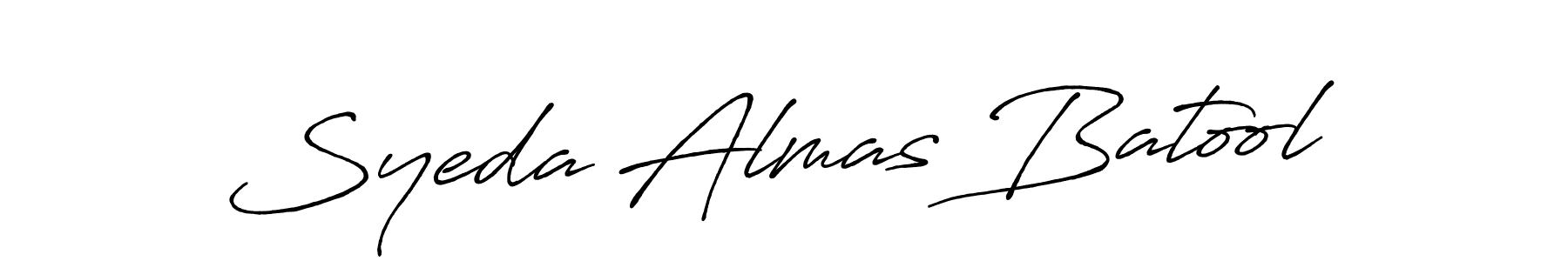 Create a beautiful signature design for name Syeda Almas Batool. With this signature (Antro_Vectra_Bolder) fonts, you can make a handwritten signature for free. Syeda Almas Batool signature style 7 images and pictures png