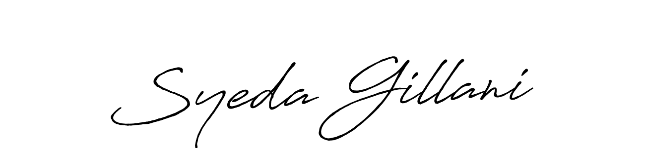 How to make Syeda Gillani name signature. Use Antro_Vectra_Bolder style for creating short signs online. This is the latest handwritten sign. Syeda Gillani signature style 7 images and pictures png