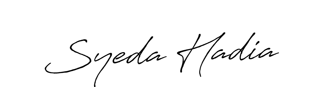 How to make Syeda Hadia name signature. Use Antro_Vectra_Bolder style for creating short signs online. This is the latest handwritten sign. Syeda Hadia signature style 7 images and pictures png
