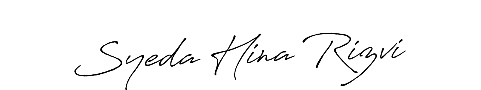 How to make Syeda Hina Rizvi name signature. Use Antro_Vectra_Bolder style for creating short signs online. This is the latest handwritten sign. Syeda Hina Rizvi signature style 7 images and pictures png