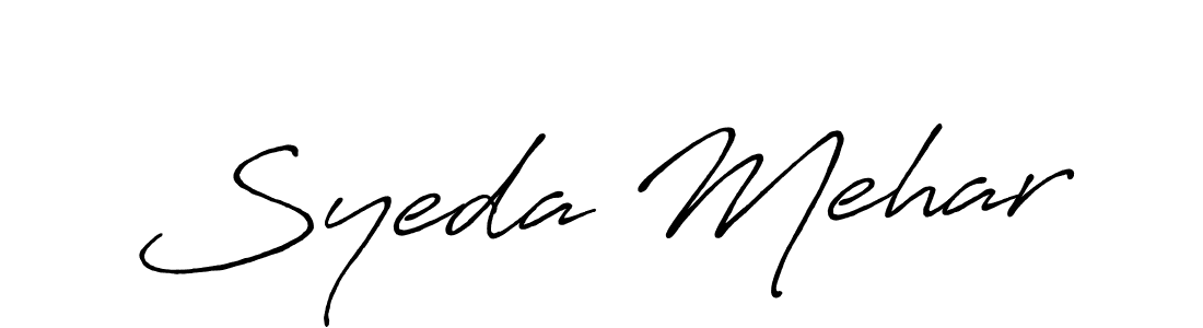 How to make Syeda Mehar name signature. Use Antro_Vectra_Bolder style for creating short signs online. This is the latest handwritten sign. Syeda Mehar signature style 7 images and pictures png
