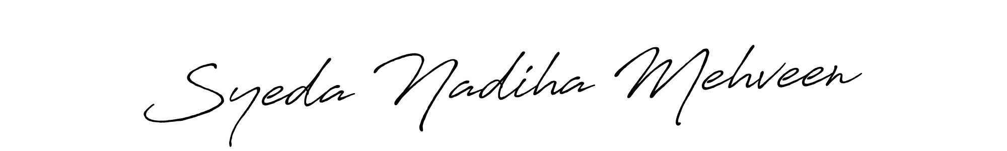 Use a signature maker to create a handwritten signature online. With this signature software, you can design (Antro_Vectra_Bolder) your own signature for name Syeda Nadiha Mehveen. Syeda Nadiha Mehveen signature style 7 images and pictures png