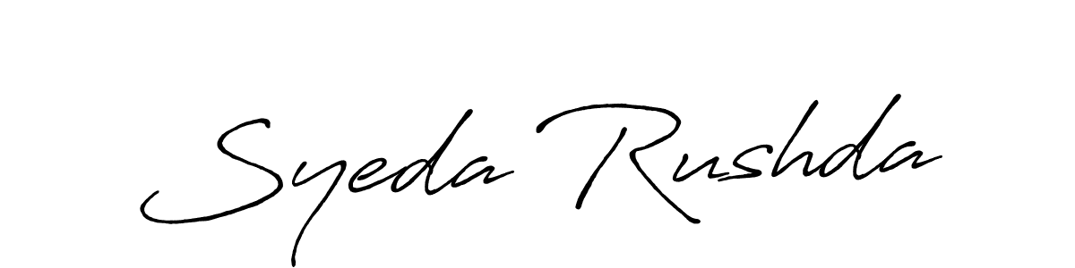 Design your own signature with our free online signature maker. With this signature software, you can create a handwritten (Antro_Vectra_Bolder) signature for name Syeda Rushda. Syeda Rushda signature style 7 images and pictures png