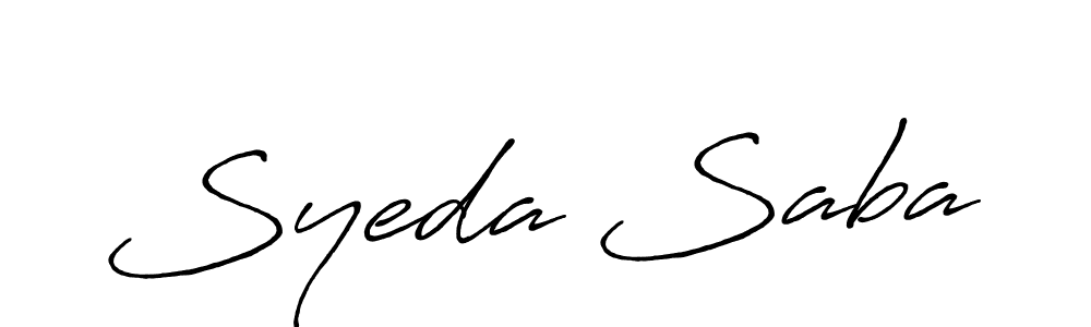 The best way (Antro_Vectra_Bolder) to make a short signature is to pick only two or three words in your name. The name Syeda Saba include a total of six letters. For converting this name. Syeda Saba signature style 7 images and pictures png