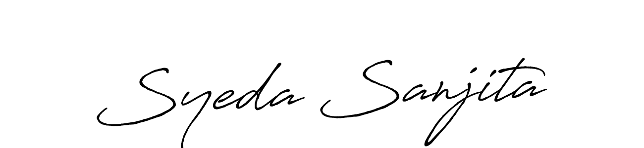 if you are searching for the best signature style for your name Syeda Sanjita. so please give up your signature search. here we have designed multiple signature styles  using Antro_Vectra_Bolder. Syeda Sanjita signature style 7 images and pictures png