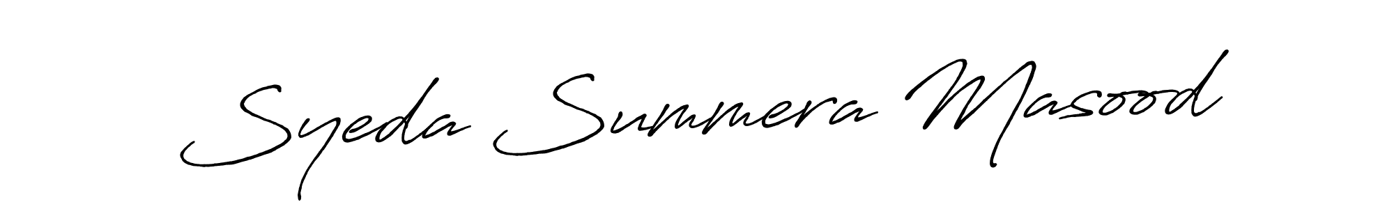 Create a beautiful signature design for name Syeda Summera Masood. With this signature (Antro_Vectra_Bolder) fonts, you can make a handwritten signature for free. Syeda Summera Masood signature style 7 images and pictures png
