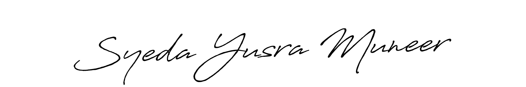 Use a signature maker to create a handwritten signature online. With this signature software, you can design (Antro_Vectra_Bolder) your own signature for name Syeda Yusra Muneer. Syeda Yusra Muneer signature style 7 images and pictures png