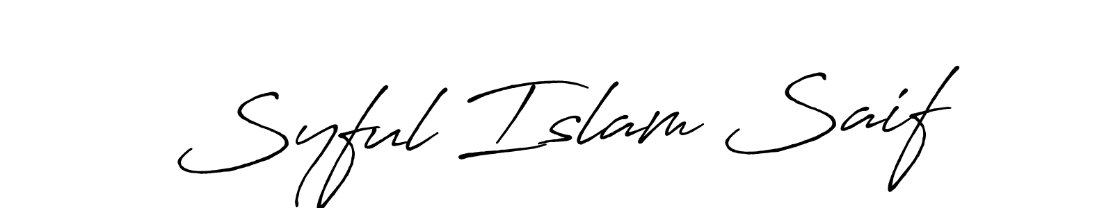 Make a beautiful signature design for name Syful Islam Saif. With this signature (Antro_Vectra_Bolder) style, you can create a handwritten signature for free. Syful Islam Saif signature style 7 images and pictures png