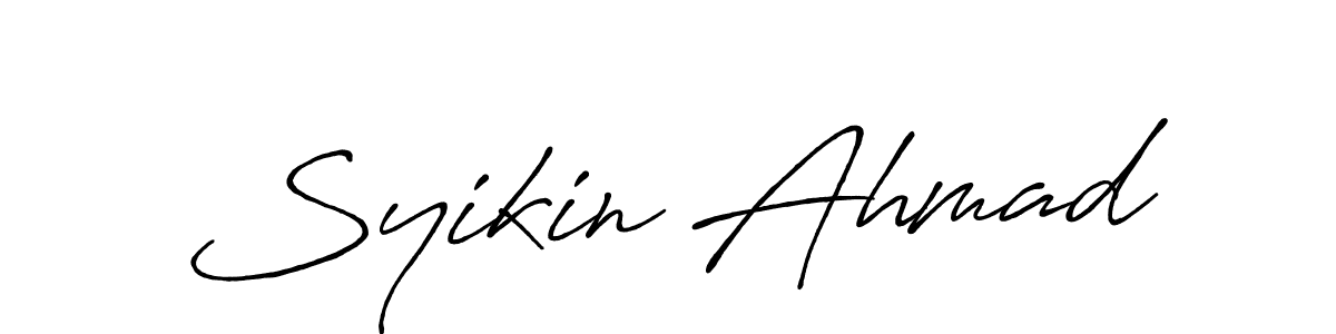 The best way (Antro_Vectra_Bolder) to make a short signature is to pick only two or three words in your name. The name Syikin Ahmad include a total of six letters. For converting this name. Syikin Ahmad signature style 7 images and pictures png