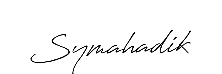 if you are searching for the best signature style for your name Symahadik. so please give up your signature search. here we have designed multiple signature styles  using Antro_Vectra_Bolder. Symahadik signature style 7 images and pictures png