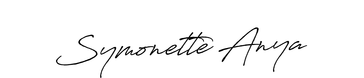 The best way (Antro_Vectra_Bolder) to make a short signature is to pick only two or three words in your name. The name Symonette Anya include a total of six letters. For converting this name. Symonette Anya signature style 7 images and pictures png