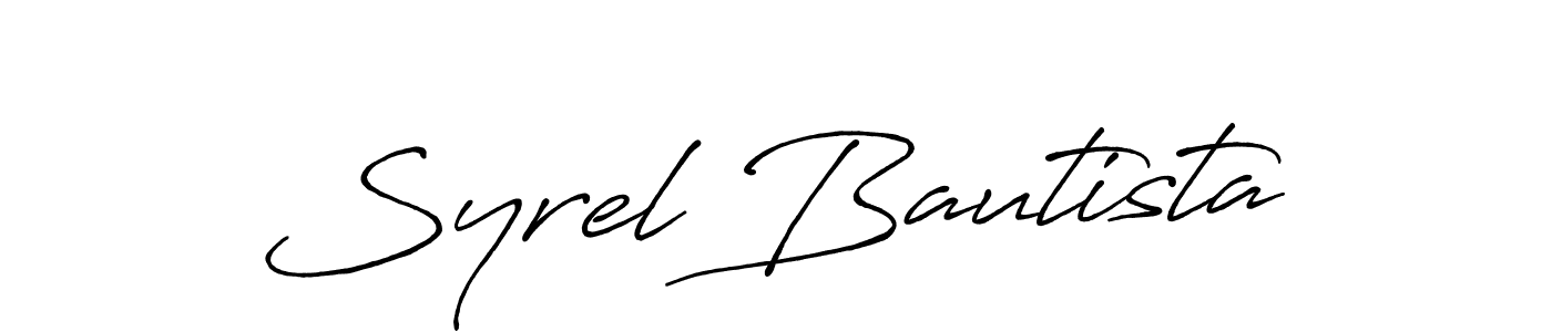 Use a signature maker to create a handwritten signature online. With this signature software, you can design (Antro_Vectra_Bolder) your own signature for name Syrel Bautista. Syrel Bautista signature style 7 images and pictures png