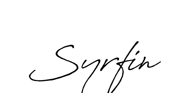 Use a signature maker to create a handwritten signature online. With this signature software, you can design (Antro_Vectra_Bolder) your own signature for name Syrfin. Syrfin signature style 7 images and pictures png