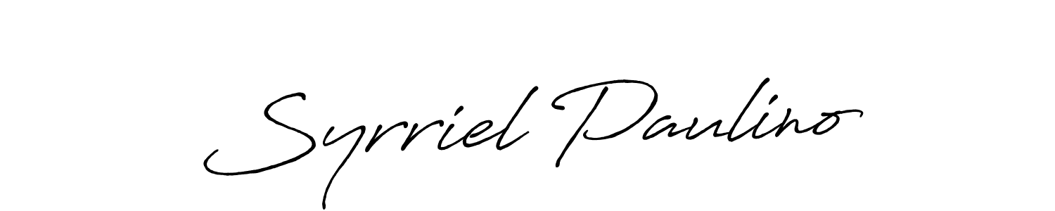 Make a beautiful signature design for name Syrriel Paulino. With this signature (Antro_Vectra_Bolder) style, you can create a handwritten signature for free. Syrriel Paulino signature style 7 images and pictures png