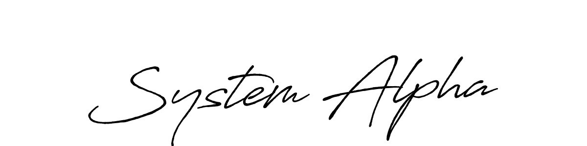 Make a beautiful signature design for name System Alpha. With this signature (Antro_Vectra_Bolder) style, you can create a handwritten signature for free. System Alpha signature style 7 images and pictures png