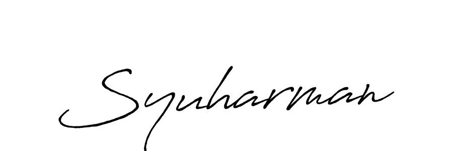 Use a signature maker to create a handwritten signature online. With this signature software, you can design (Antro_Vectra_Bolder) your own signature for name Syuharman. Syuharman signature style 7 images and pictures png