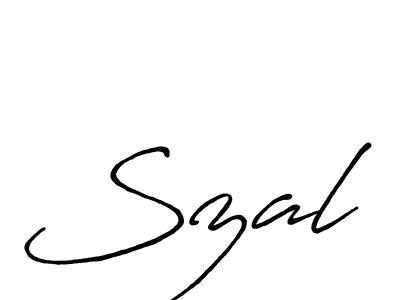 How to make Szal name signature. Use Antro_Vectra_Bolder style for creating short signs online. This is the latest handwritten sign. Szal signature style 7 images and pictures png