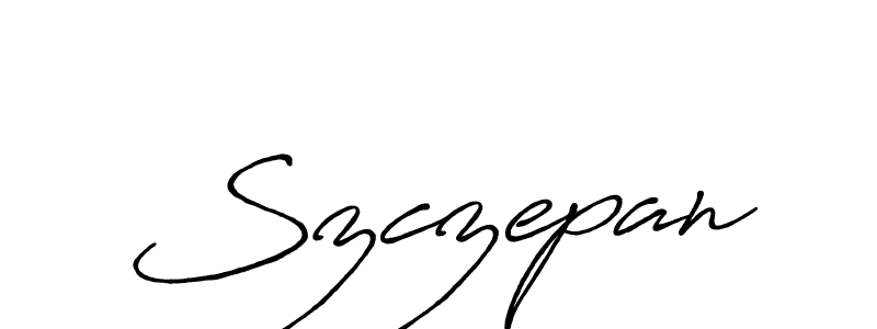 Szczepan stylish signature style. Best Handwritten Sign (Antro_Vectra_Bolder) for my name. Handwritten Signature Collection Ideas for my name Szczepan. Szczepan signature style 7 images and pictures png