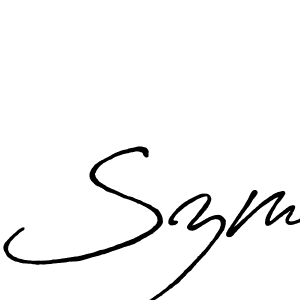 Szm stylish signature style. Best Handwritten Sign (Antro_Vectra_Bolder) for my name. Handwritten Signature Collection Ideas for my name Szm. Szm signature style 7 images and pictures png