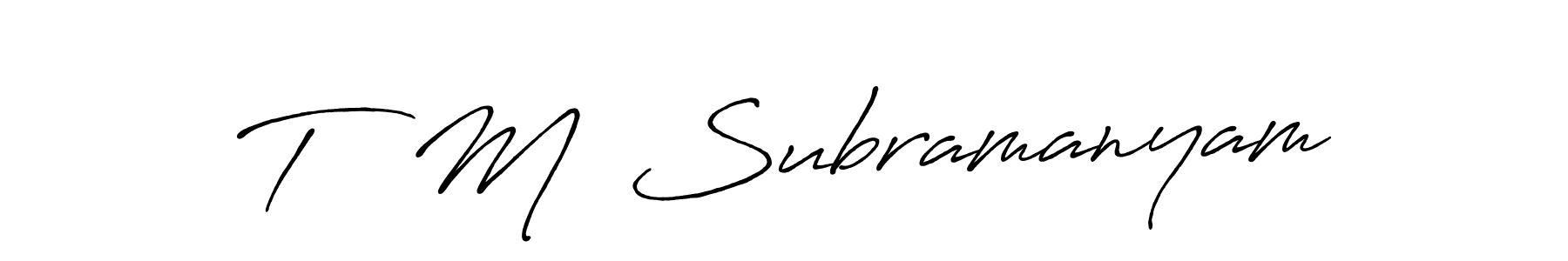 Also we have T   M  Subramanyam name is the best signature style. Create professional handwritten signature collection using Antro_Vectra_Bolder autograph style. T   M  Subramanyam signature style 7 images and pictures png