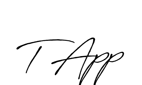 How to make T App signature? Antro_Vectra_Bolder is a professional autograph style. Create handwritten signature for T App name. T App signature style 7 images and pictures png