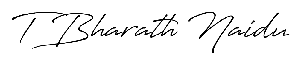 Make your name T Bharath Naidu memorable on every contract using Antro_Vectra_Bolder autograph style. Instant transparent background export available. T Bharath Naidu signature style 7 images and pictures png