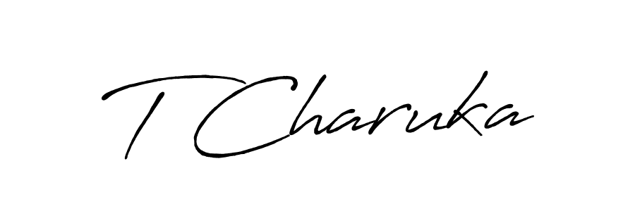 The best way (Antro_Vectra_Bolder) to make a short signature is to pick only two or three words in your name. The name T Charuka include a total of six letters. For converting this name. T Charuka signature style 7 images and pictures png