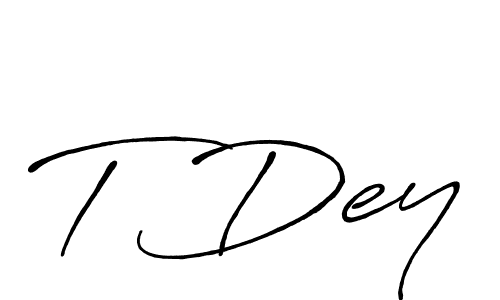 The best way (Antro_Vectra_Bolder) to make a short signature is to pick only two or three words in your name. The name T Dey include a total of six letters. For converting this name. T Dey signature style 7 images and pictures png