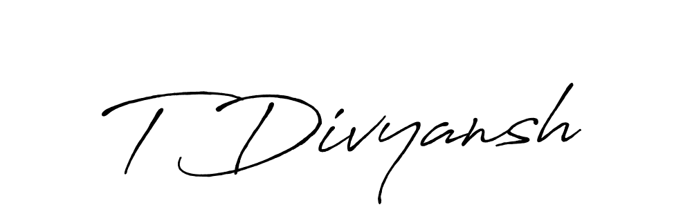 Use a signature maker to create a handwritten signature online. With this signature software, you can design (Antro_Vectra_Bolder) your own signature for name T Divyansh. T Divyansh signature style 7 images and pictures png