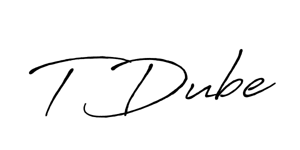 The best way (Antro_Vectra_Bolder) to make a short signature is to pick only two or three words in your name. The name T Dube include a total of six letters. For converting this name. T Dube signature style 7 images and pictures png