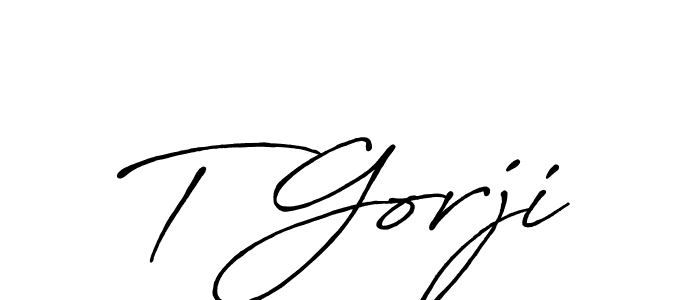 Use a signature maker to create a handwritten signature online. With this signature software, you can design (Antro_Vectra_Bolder) your own signature for name T Gorji. T Gorji signature style 7 images and pictures png