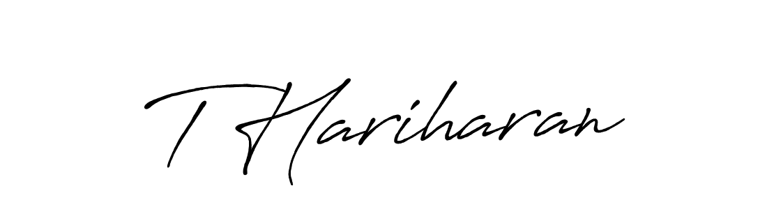 Use a signature maker to create a handwritten signature online. With this signature software, you can design (Antro_Vectra_Bolder) your own signature for name T Hariharan. T Hariharan signature style 7 images and pictures png