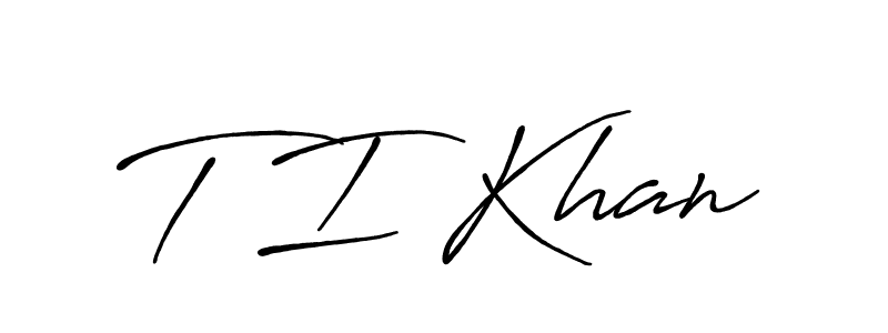 How to make T I Khan name signature. Use Antro_Vectra_Bolder style for creating short signs online. This is the latest handwritten sign. T I Khan signature style 7 images and pictures png