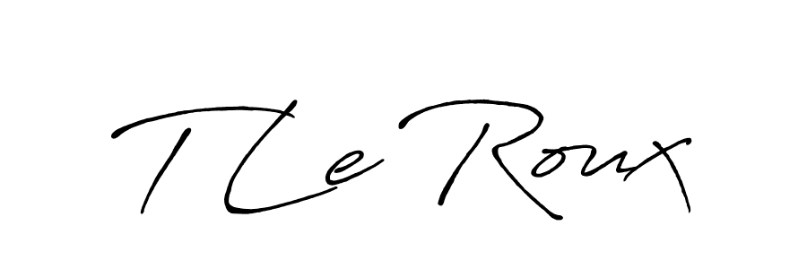 The best way (Antro_Vectra_Bolder) to make a short signature is to pick only two or three words in your name. The name T Le Roux include a total of six letters. For converting this name. T Le Roux signature style 7 images and pictures png