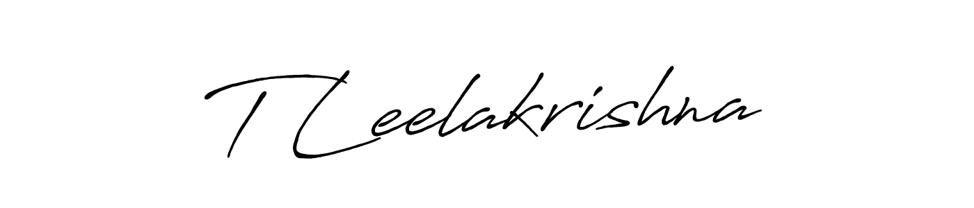 Make a beautiful signature design for name T Leelakrishna. With this signature (Antro_Vectra_Bolder) style, you can create a handwritten signature for free. T Leelakrishna signature style 7 images and pictures png