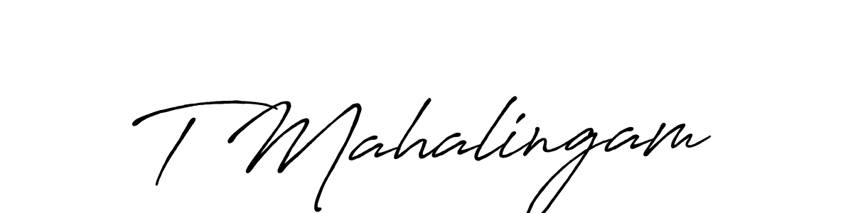 Create a beautiful signature design for name T Mahalingam. With this signature (Antro_Vectra_Bolder) fonts, you can make a handwritten signature for free. T Mahalingam signature style 7 images and pictures png